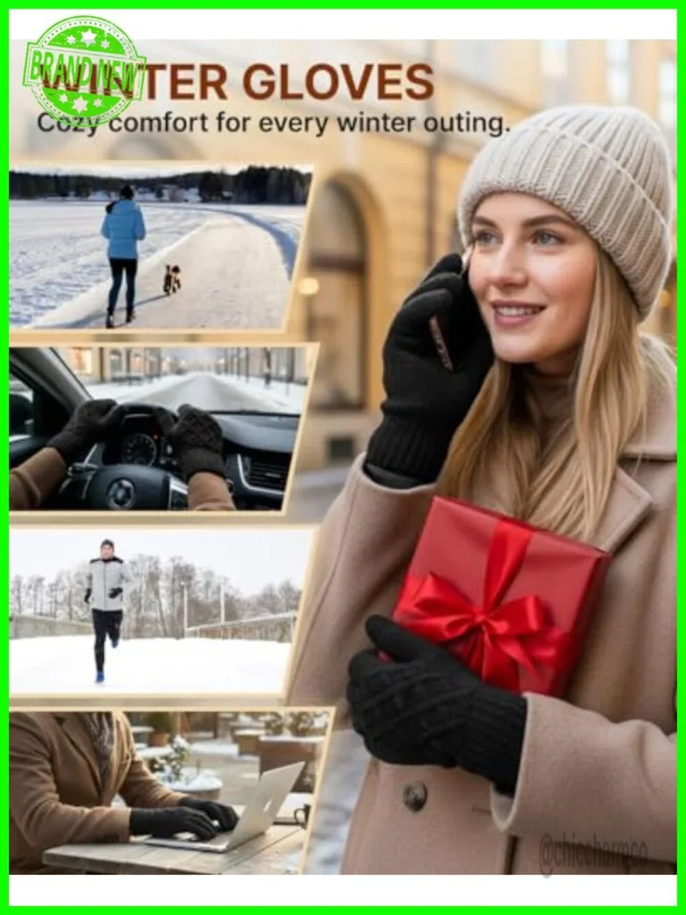 Winter Touchscreen Gloves – Thermal Wool Lining, Windproof for Driving Texting